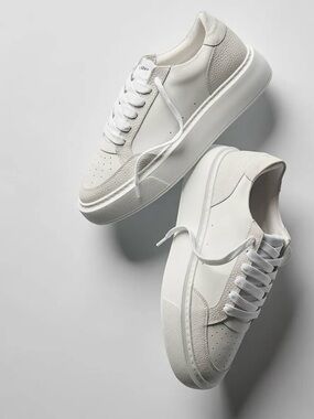 Minimal White & Light Gray Sneakers
